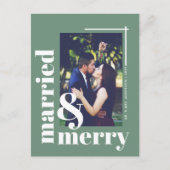 シンプル結婚したと写真メリークリスマス ポストカード (正面)