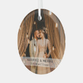 シンプル結婚した&メリーPhoto Keepsake ガラスオーナメント (正面左)