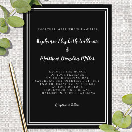 シンプル結婚のミニマリストシック白黒 招待状