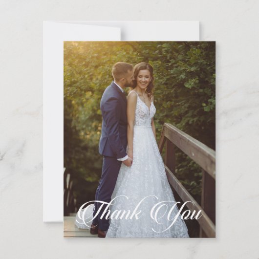 シンプル結婚の写真あいさつ文の追加 サンキューカード (正面)