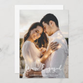 シンプル結婚の写真に婚約したなりま結婚したす 招待状 (正面/裏面)