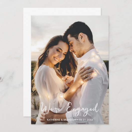 シンプル結婚の写真に婚約したなりま結婚したす 招待状 (正面/裏面)