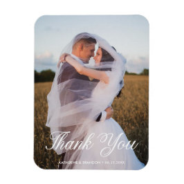 シンプル結婚の写真の名前と日付ありがとう マグネット