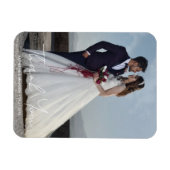 シンプル結婚の写真の名前と日付を追加 マグネット (横)