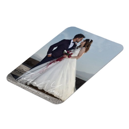 シンプル結婚の写真の名前と日付を追加 マグネット (左側)