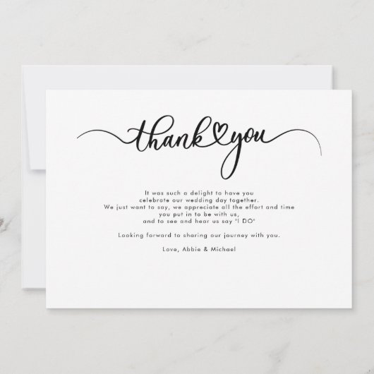 シンプル結婚の写真の手書きありがとう カード (裏面)