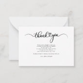 シンプル結婚の写真の手書きありがとう ノートカード (裏面)