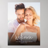 シンプル結婚の写真の歓迎サイン ポスター (正面)
