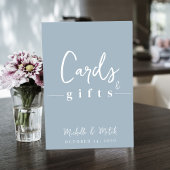 シンプル結婚の埃っぽい青い書道カード