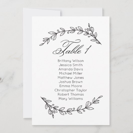 シンプル結婚の座席表フローラテーブルプラン1 招待状 (正面)