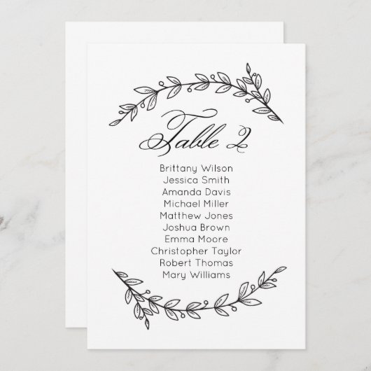 シンプル結婚の座席表フローラテーブルプラン2 招待状 (正面/裏面)