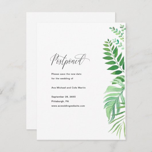 シンプル結婚の延期 案内ポストカード (正面/裏面)