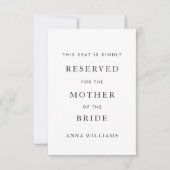 シンプル結婚の椅子ラベル、座席ラベル、座席ラベル、 招待状 (正面)