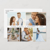 シンプル結婚の5枚の写真コラージュ ポストカード (正面/裏面)