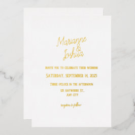 シンプル結婚の 箔招待状