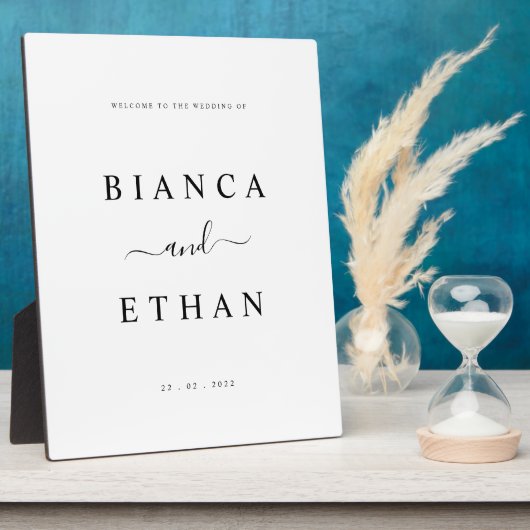 シンプル結婚のTabletop Welcome Sign フォトプラーク (側面)