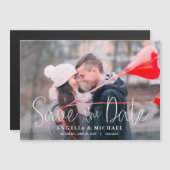 シンプル結婚カジュアル写真Date Magnetを保存 (正面/裏面)