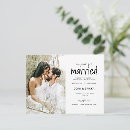 シンプル結婚カジュアル我々は得結婚したの 案内ポストカード (スタンド正面)