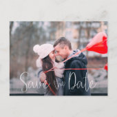 シンプル結婚カジュアルScriptの写真Save the Date 案内ポストカード (正面)
