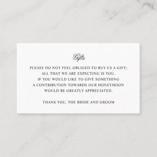 シンプル結婚ギフト挿入カード 名刺 (正面)