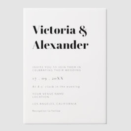 シンプル結婚クラシックエレガントモダンs ベラム紙招待状