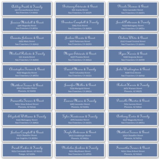 シンプル結婚クラシックScriptのゲスト名のアドレス シール (正面)