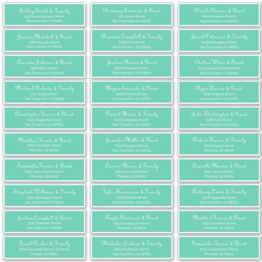 シンプル結婚クラシックScriptのゲスト名のアドレス シール (正面)