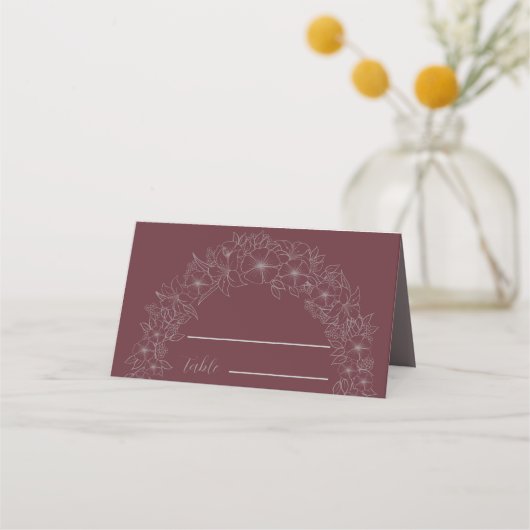 シンプル結婚ゲートレッドフローラ プレイスカード (正面)