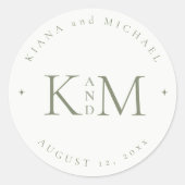 シンプル結婚シックイニシャルパールホワイトID1046 ラウンドシール (正面)