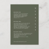 シンプル結婚シック詳細モスグリーンID1046 エンクロージャーカード (正面)