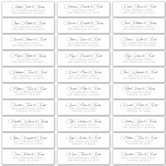 シンプル結婚シモダンックのゲスト名アドレス シール (正面)