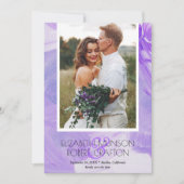 シンプル結婚スタイリッシュ写真の紫の日付を保存 セーブザデート (正面)