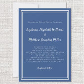 シンプル結婚ズミニマリストシッククラシックブルー 招待状