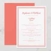 シンプル結婚ズメニュー生活珊瑚礁フレームシック メニュー (正面/裏面)