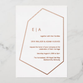 シンプル結婚ズGem幾何実在バラ金ゴールド 箔招待状