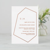 シンプル結婚ズGem幾何実在バラ金ゴールド 箔招待状 (立ち正面)