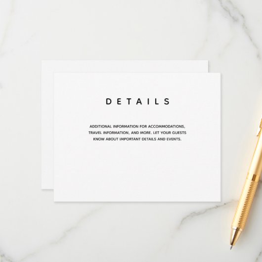 シンプル結婚タイポグラフィ詳細 エンクロージャーカード (正面/裏面インサイチュ)