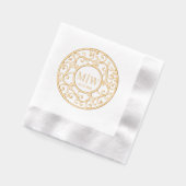 シンプル結婚ツツリーブランチレースのようフィリグリーイニシャル 箔ナプキン (左)