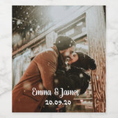 シンプル結婚パーソナライズされたの写真ワインラベル ワインラベル (シングルラベル)