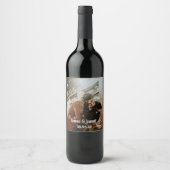 シンプル結婚パーソナライズされたの写真ワインラベル ワインラベル (正面)