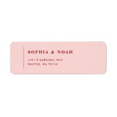シンプル結婚ピンク&レッドモダン差出人住所 ラベル (正面)