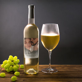 シンプル結婚フォトスクリプトカスタム ワインラベル