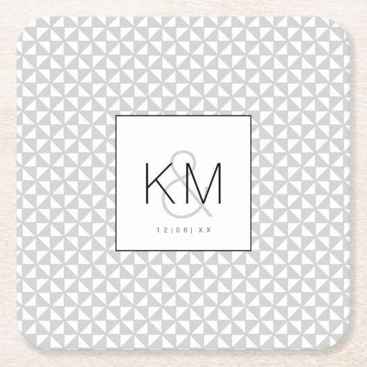 シンプル結婚ミニマルのブラックID523スクエア紙 スクエアペーパーコースター (正面)