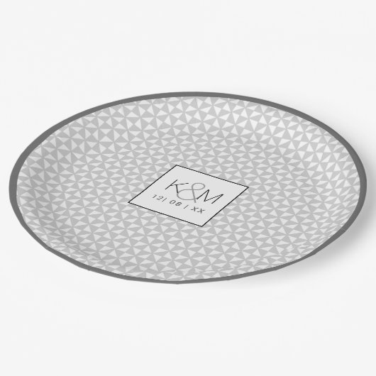 シンプル結婚ミニマルのブラックID523紙プレート ペーパープレート (アングル)