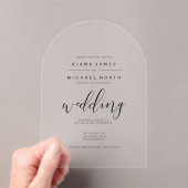 シンプル結婚ミニマルの黒アクリルアーチID523 アクリル招待状 (インサイチュ (ポータブル))