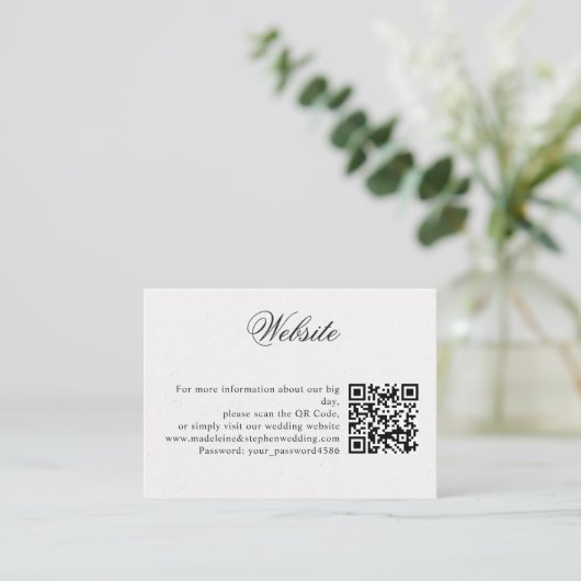 シンプル結婚ミニマルのWebサイトのオンラインRSVP QRコード エンクロージャーカード (スタンド正面)