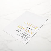 シンプル結婚ミニマル金ゴールド 箔招待状 (回転した状態)