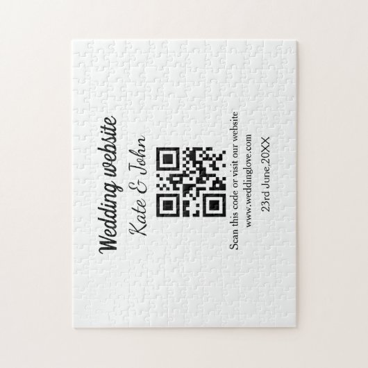 シンプル結婚ミニマルWebサイトQ Rコード追加名y ジグソーパズル (縦)