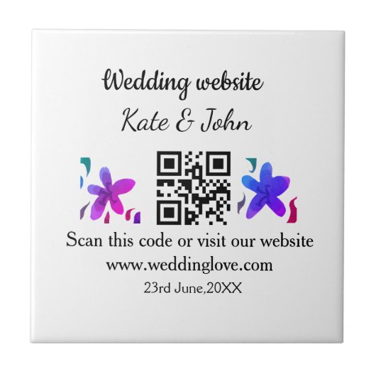 シンプル結婚ミニマルWebサイトQ Rコード追加名y タイル (正面)