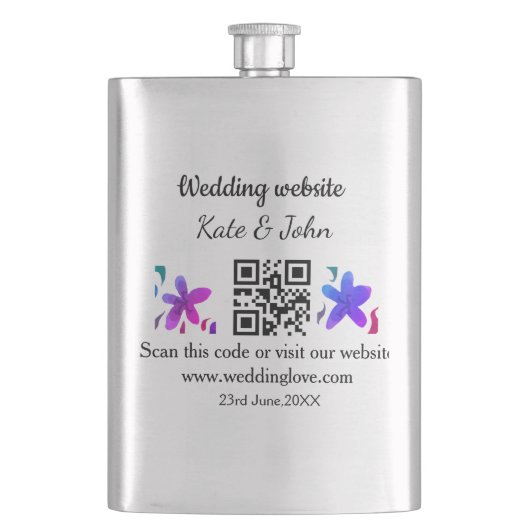 シンプル結婚ミニマルWebサイトQ Rコード追加名y フラスク (正面)